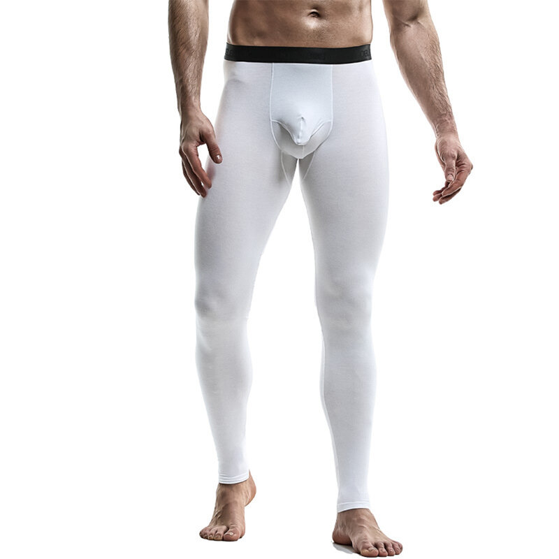 Autumn/Winter Mens Thermal Underwear Elephant Nose Bulge Pouch Warm Leggings Stretchy Long John Pants Bottoms Comfortable Tights