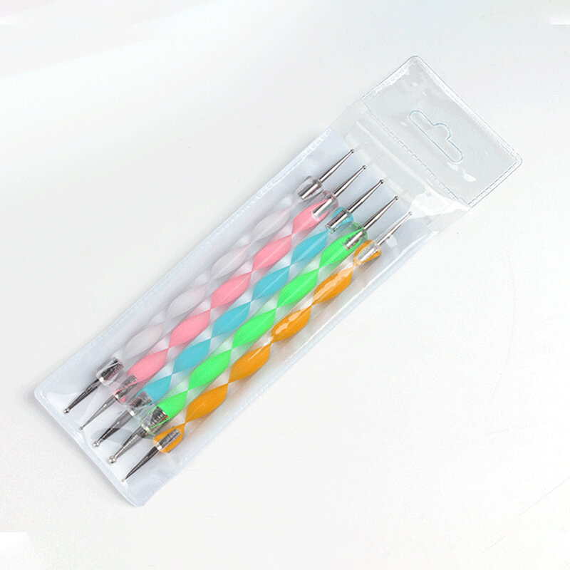 Akrylowe długopis do kropek ozdabianie paznokci żel UV podwójny pędzel narzędzie do chwytania dżetów malowanie paznokci narzędzia 5 sztuk
