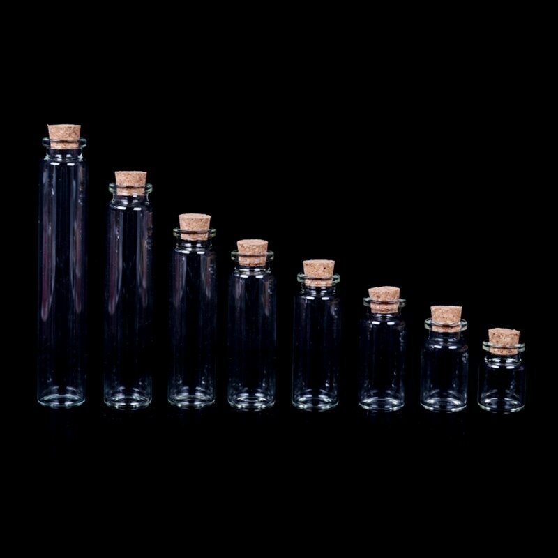 E1YE botellas pequeñas con tapones corcho, pequeños frascos vidrio transparente, tapas, contenedor almacenamiento para