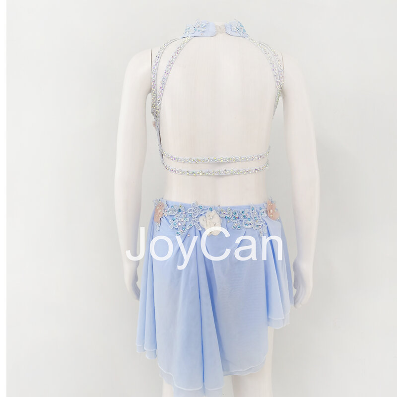 JoyCan 서정적 댄스 원피스, 블루 재즈 댄스 코스튬, 폴 댄싱 의류, 소녀 공연 훈련