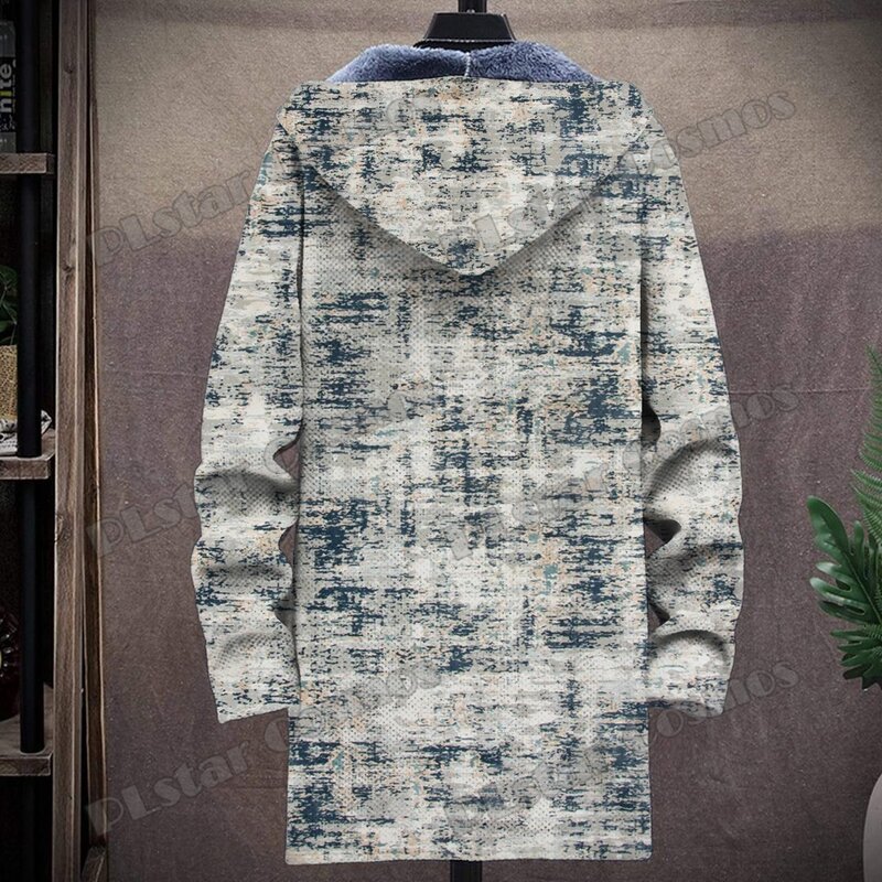 PLstar Cosmos-Chaqueta larga con capucha para hombre, abrigo con estampado 3D, forro polar grueso y cálido, informal, con cremallera, DY03