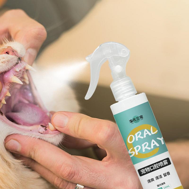 Purificador de respiração para Pet, Dog Teeth Cleaning Spray, Spray de boca eficaz, Pet Odor Remoção, 180ml