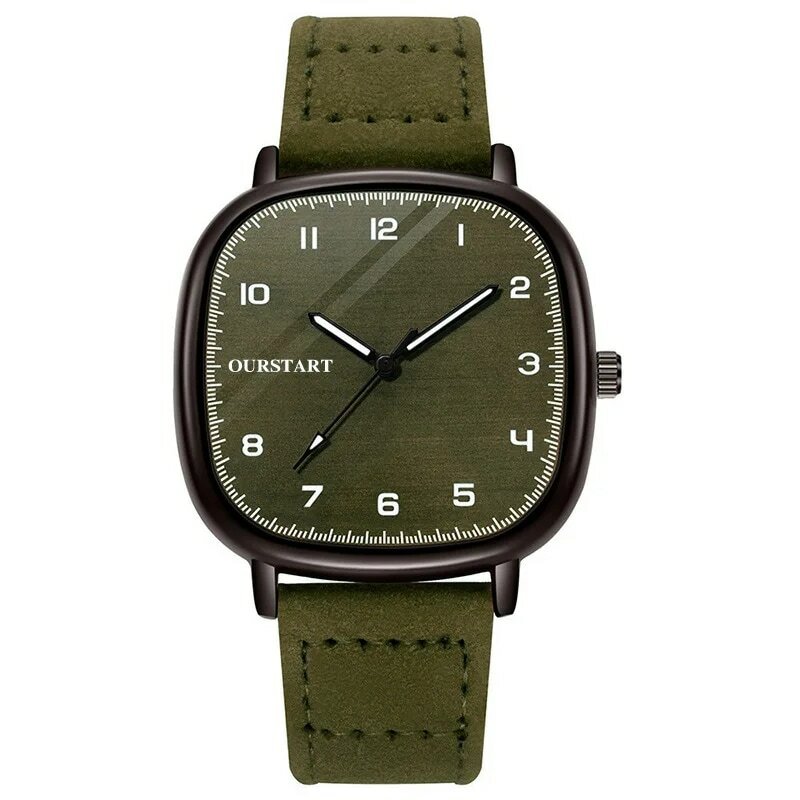 Zegarek kwarcowy ze skóry kwadratowa tarcza w stylu Vintage marka zegarek kwarcowy młodzieżowy zegarek studencki na co dzień moda męska zegar na prezent sprzedaż hurtowa