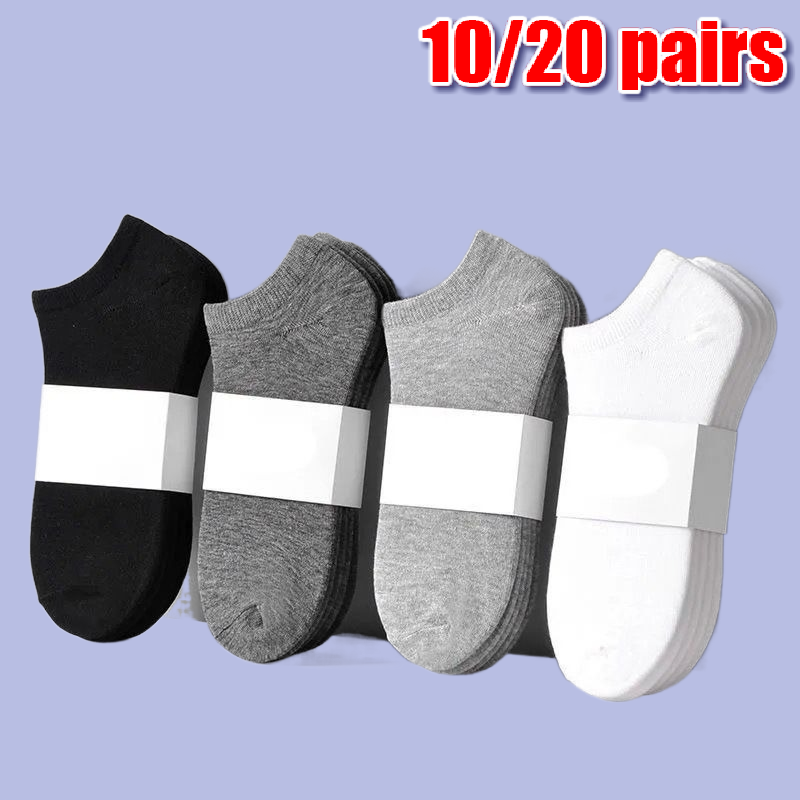 2024 New High Quality Fashion Socks 10/20 Pairs Comfy Ankle Socks, Solid Color Ankle Sock Pack, Women's Stockings & Hosiery