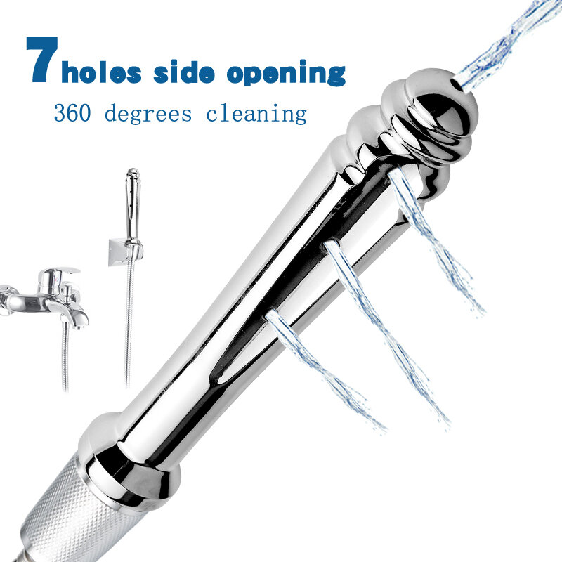 7 furos de abertura lateral enema bidé anal douche chuveiro limpeza enemador metal anal cleaner acessórios do banheiro