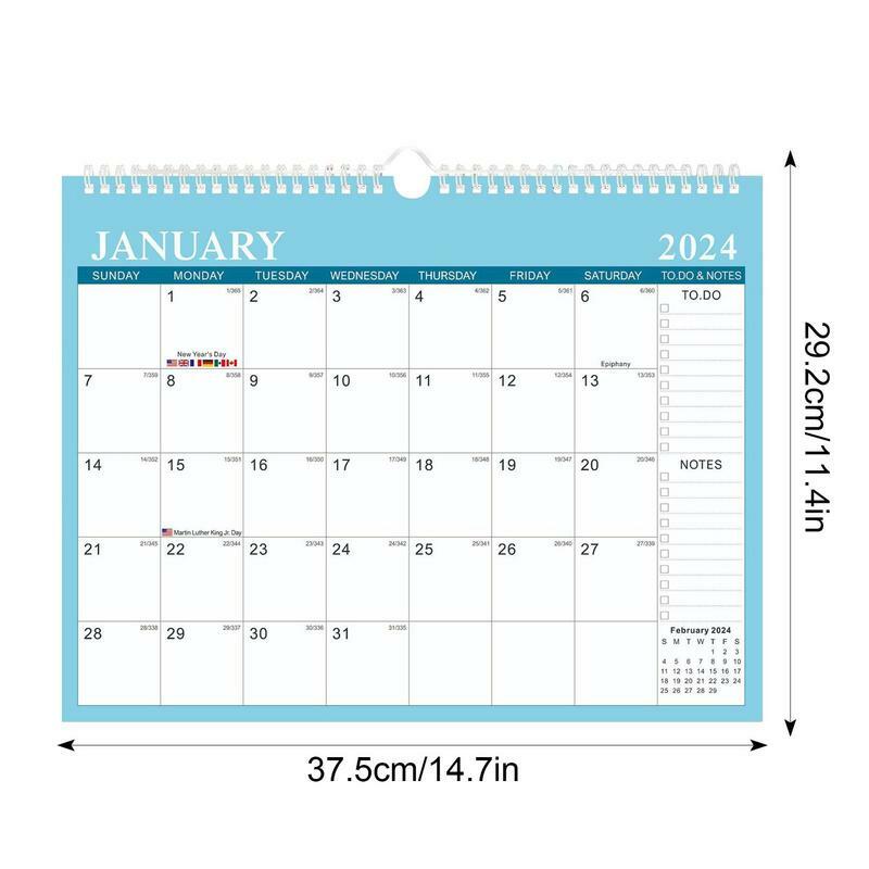 Calendário de parede minimalista para a família, papel grosso, anual, planejador mensal, 14.7x11.4 ", 2023-24