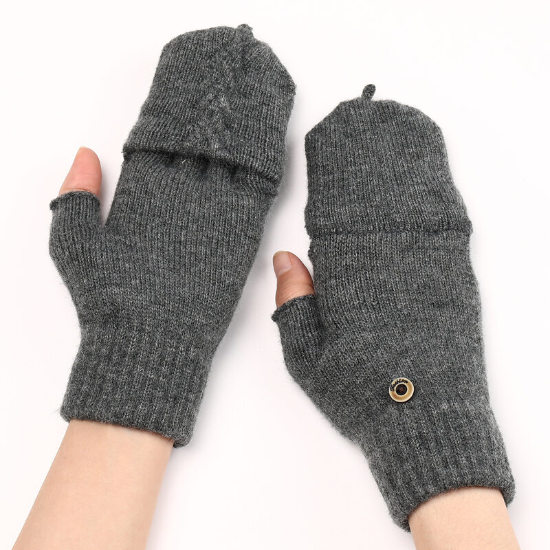 Мужские и женские осенне-зимние вязаные офисные теплые перчатки с закрытыми пальцами без пальцев студенческие однотонные перчатки для ремонта для мальчиков и девочек