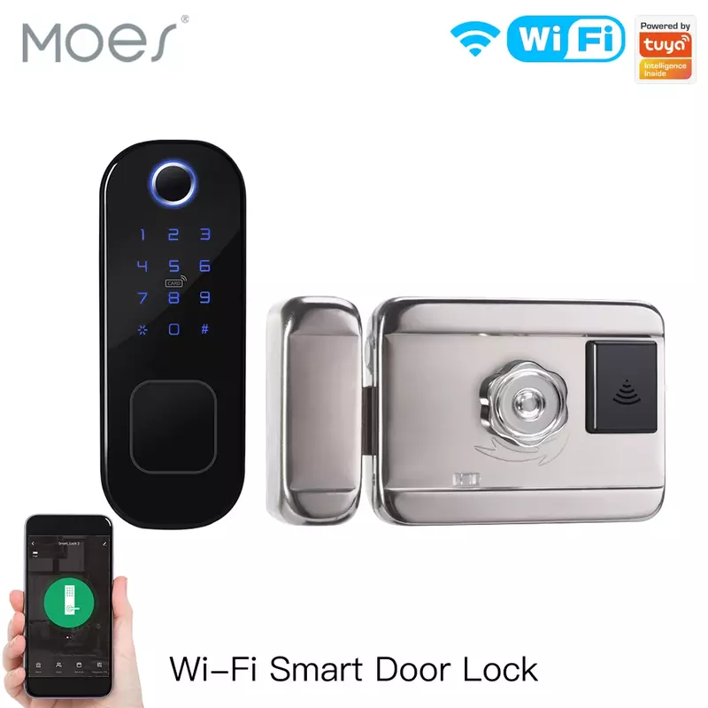 MOES-Smart Digital Door Lock com senha, Fechadura de impressão digital, Casa e Hotel Segurança, Wi-Fi, Tuya
