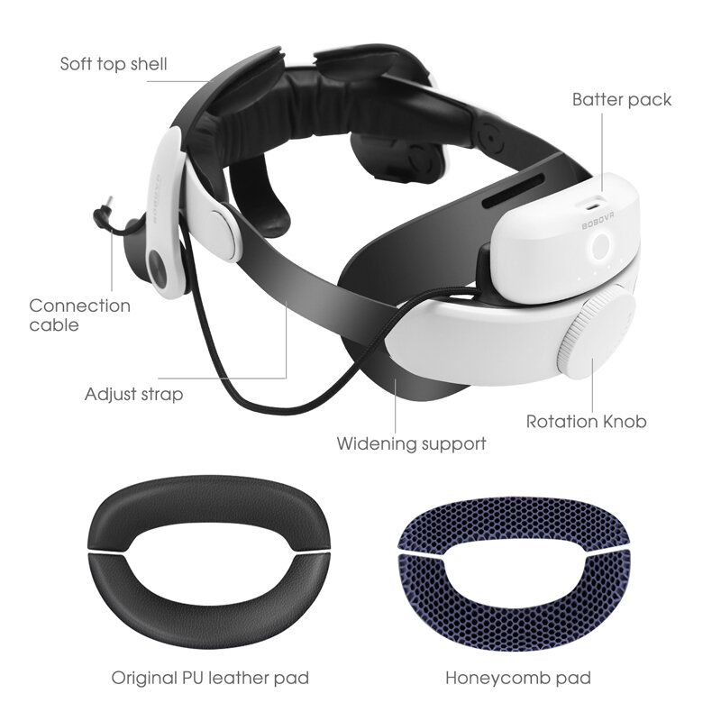 BOBOVR M2 Pro Battery Head Strap Compatible with Oculus Quest 2 Elite Halo Strap 5200mAh Battery for Meta Quest2 VR Accessories