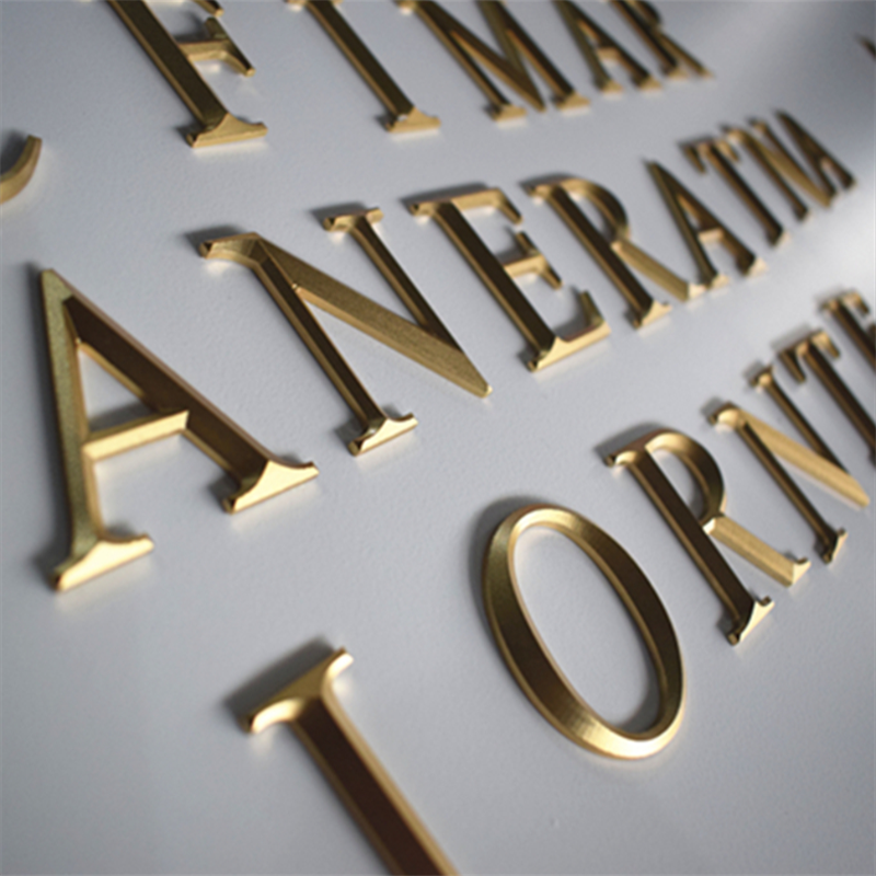 Nach Maß 5mm Dicke Solid Gold Farbe Aluminium Zeichen 3D Geprägte Metall Buchstaben