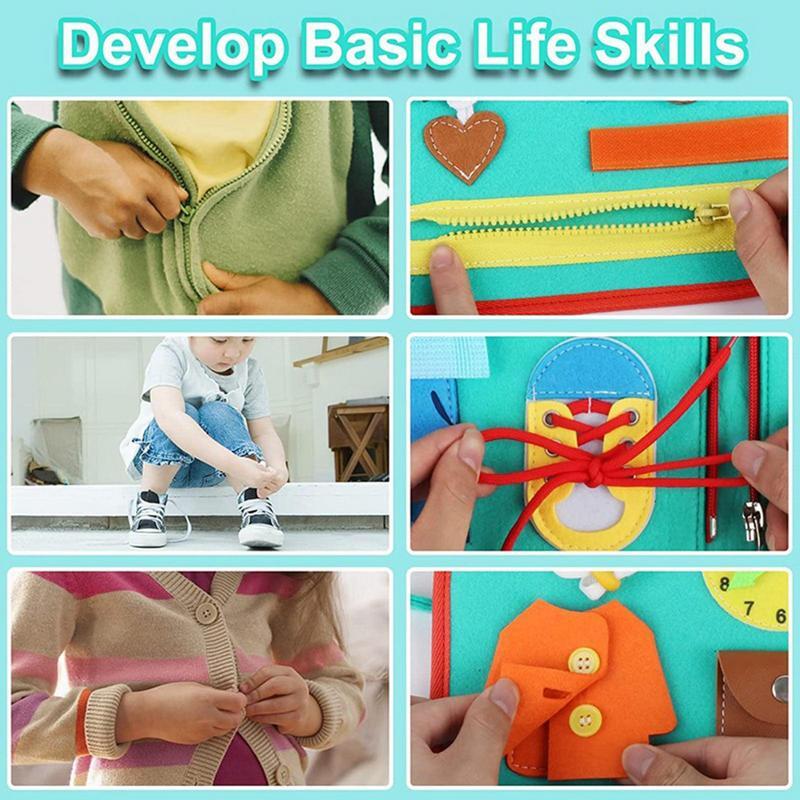 Papan Cerita kain untuk balita prasekolah papan aktivitas papan mengembangkan keterampilan hidup praktis mainan pembelajaran Montessori