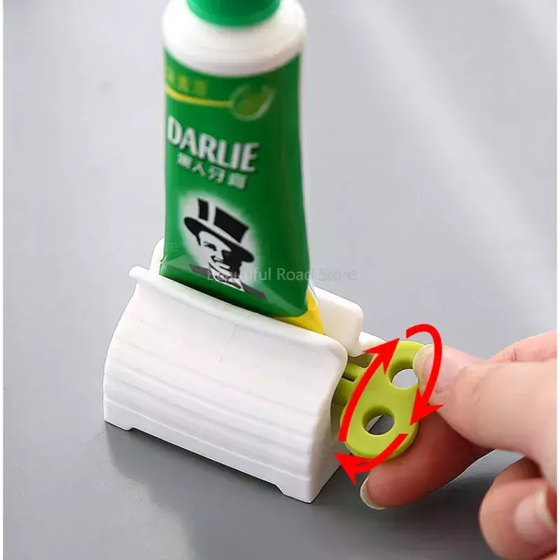 Mini exprimidor de pasta de dientes de tubo rodante, dispensador de soporte de asiento, productos de baño de fácil limpieza, exprimidor de cosméticos para el hogar