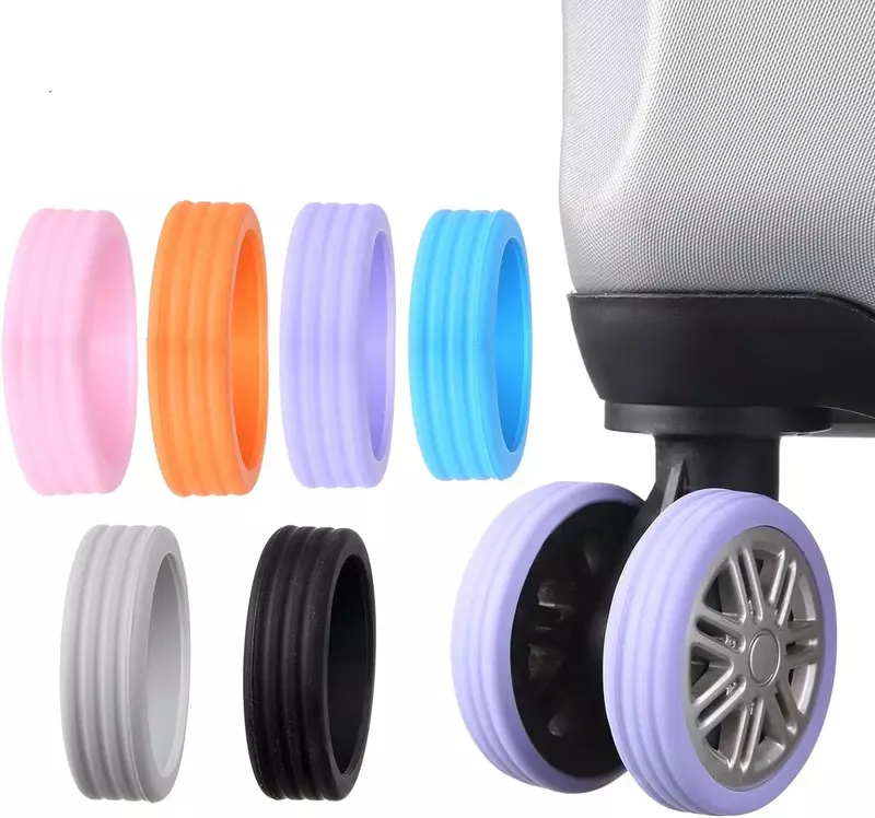 Silicone Travel Luggage Caster Shoes with Silent Sound Suitcase Wheels Protection Cover Trolley Box Casters Cover Accessory