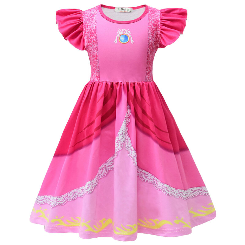 Новый персиковый костюм принцессы для девочек, детский косплей, фантазия на Хэллоуин, карнавальное платье, детская одежда на день рождения, детский наряд