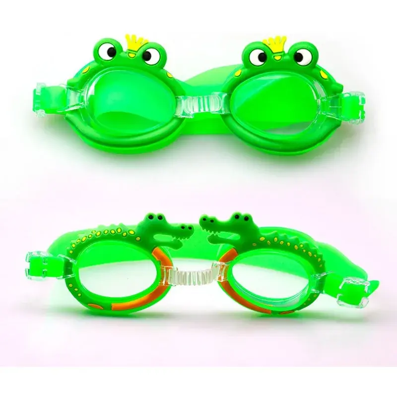 Kacamata renang anak perempuan, peralatan kolam renang silikon lembut dapat diatur tahan air kacamata renang kartun lucu