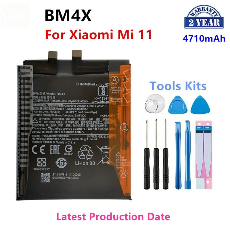 100% asli BM4X 4710mAh baterai untuk Xiaomi 11 Xiaomi11 Mi11 baterai pengganti telepon berkualitas tinggi alat ++