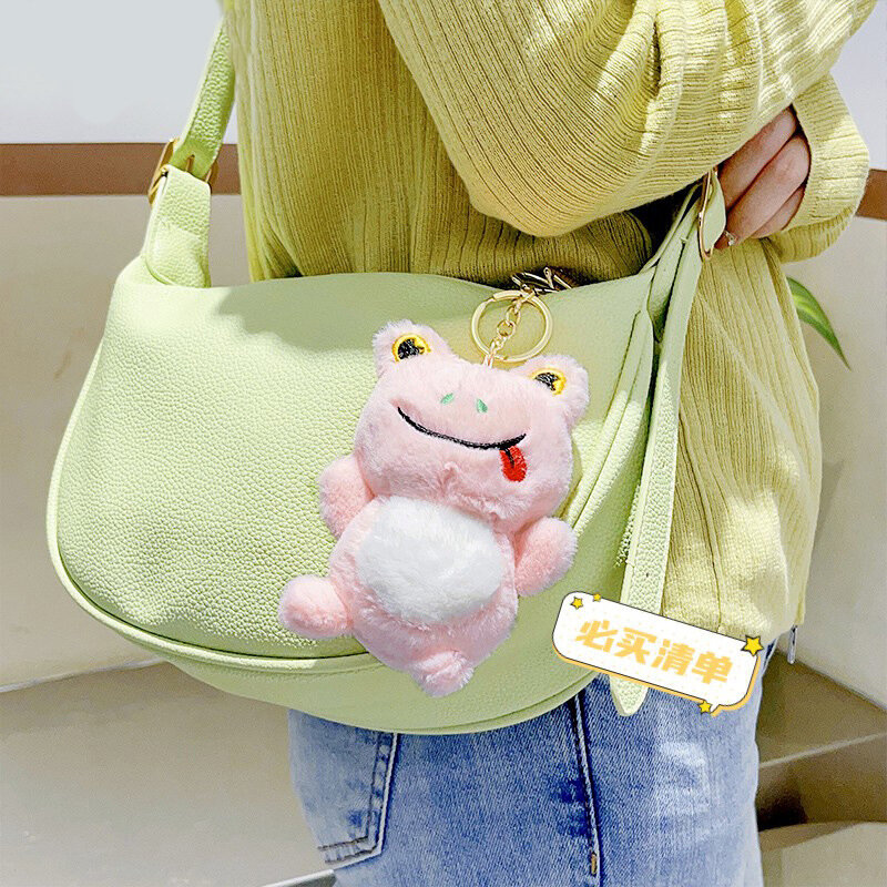 귀여운 만화 개구리 봉제 장난감 키체인 인형 키링, 귀여운 여자 가방 펜던트, 여아용 작은 선물, 2023 신제품