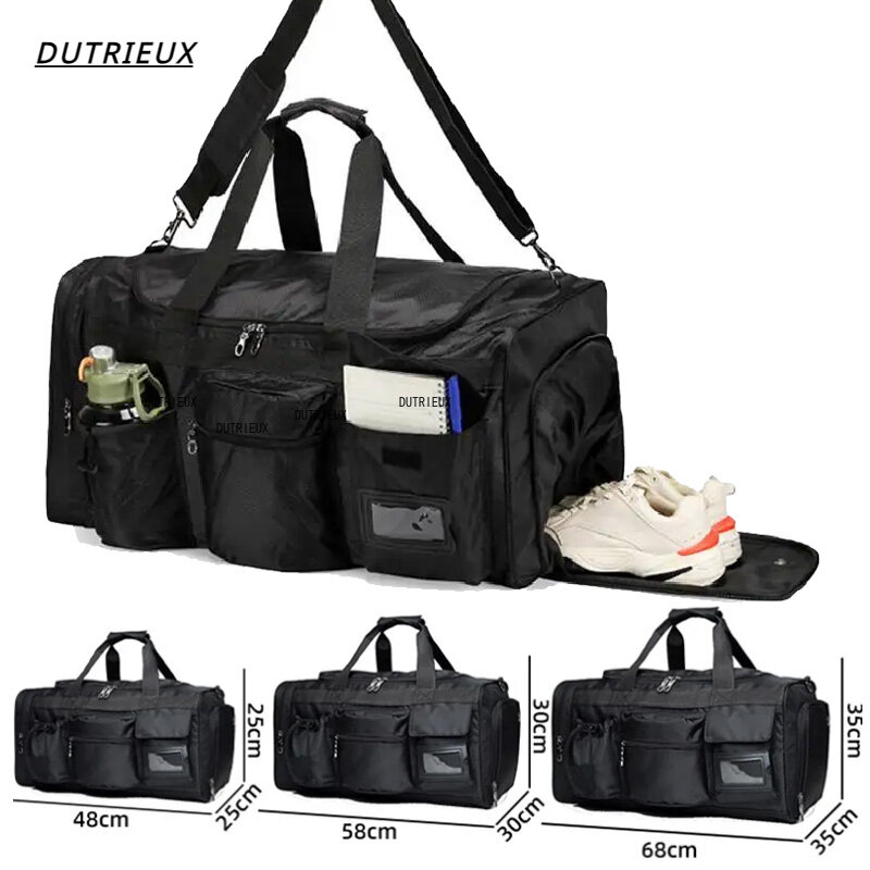 Bolsa de ginástica de viagem ao ar livre com bolso para sapatos para homens, bolsa multifunções de ombro crossbody, mochila esportiva casual