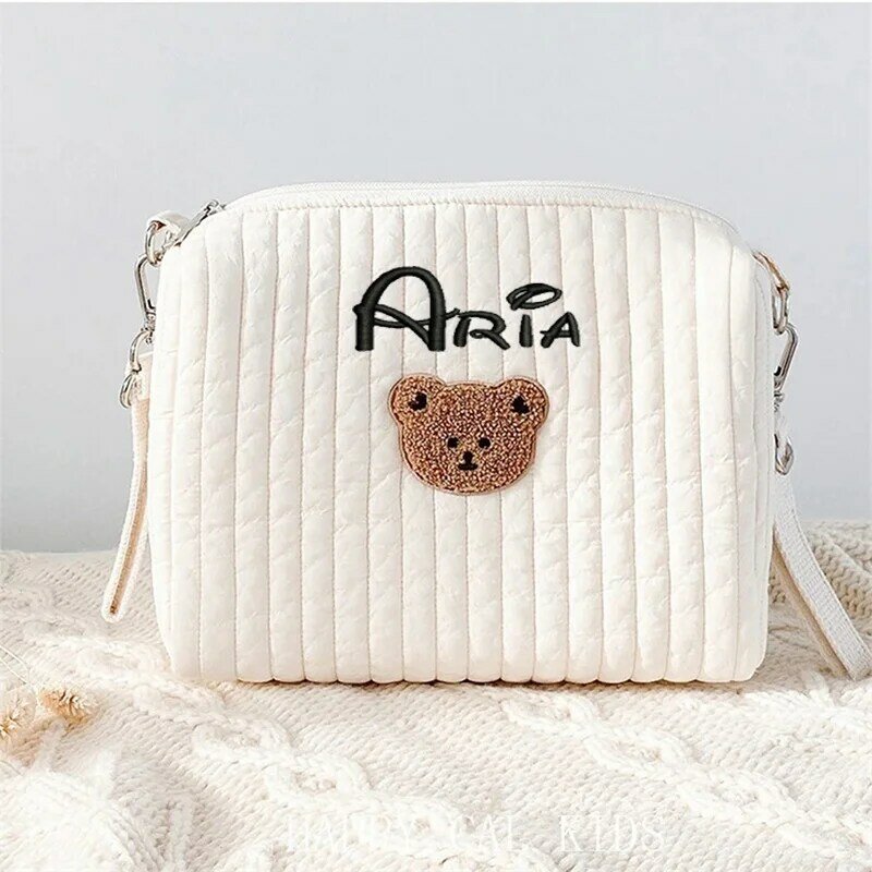 Baby Carriage Hanging Bag Personalized Name Multifunctional Outdoor Baby Bear Mommy Bag Customized Baby Stroller Storage Bags