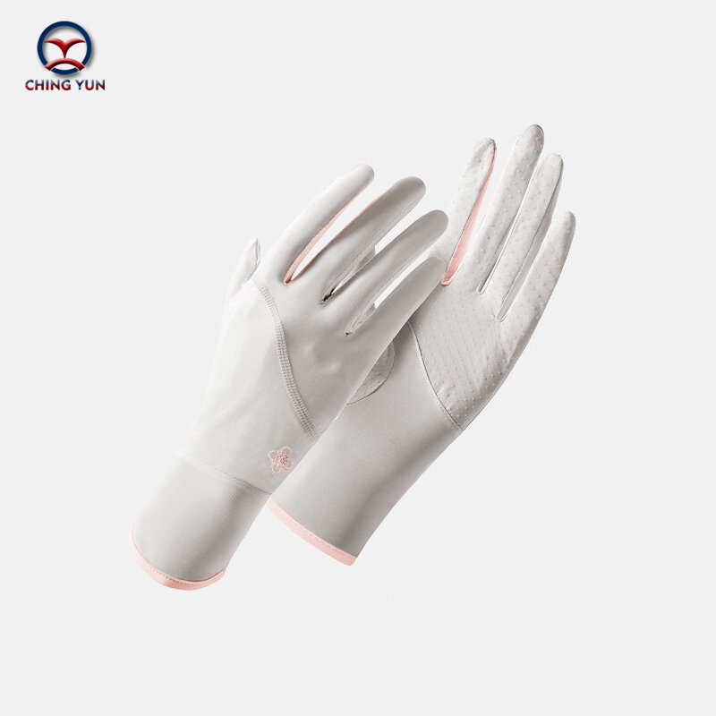 Guantes de protección solar para mujer, guantes finos de hielo, resistentes a los rayos UV, antideslizantes, de dos dedos, malla transpirable
