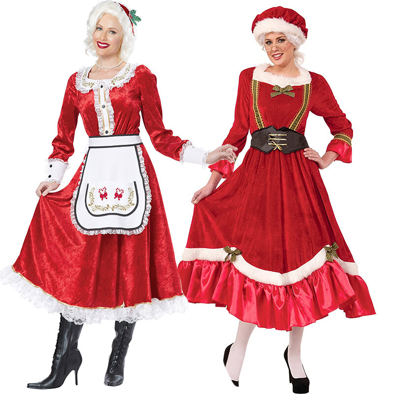 2022 New Arrival Mrs Santa Fancy Dress Christmas Mrs. Claus Costume
