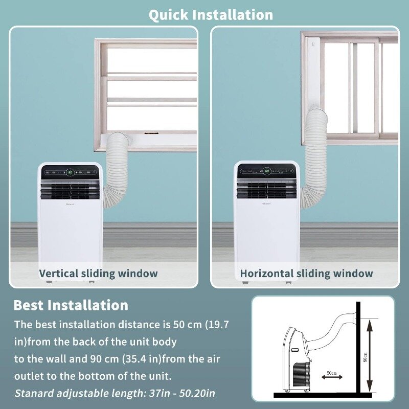 Condicionador de ar portátil Shinco, unidade de CA com desumidificador legal embutido para sala de até 300 pés quadrados, 10.000 BTU