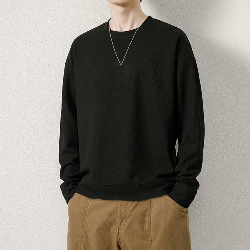 メンズ長袖Tシャツ,柔らかく通気性のあるセーター,無地,秋,春