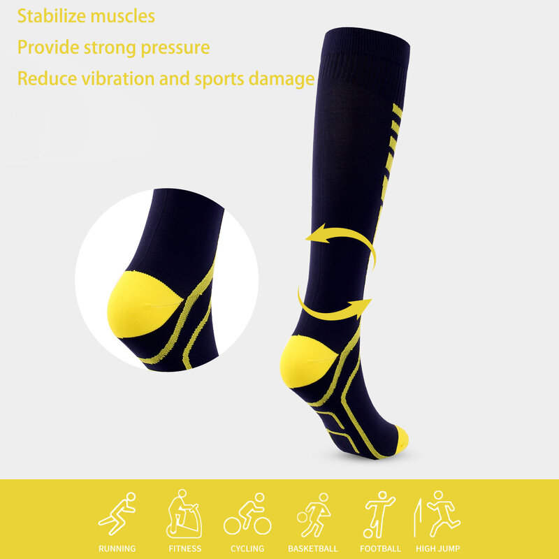 3คู่กีฬาถุงเท้ากันกระแทกผู้ชาย Run Moisture Absorption Quick Drying เพื่อป้องกันการบาดเจ็บการบีบอัดป้องกันถุงน่อง