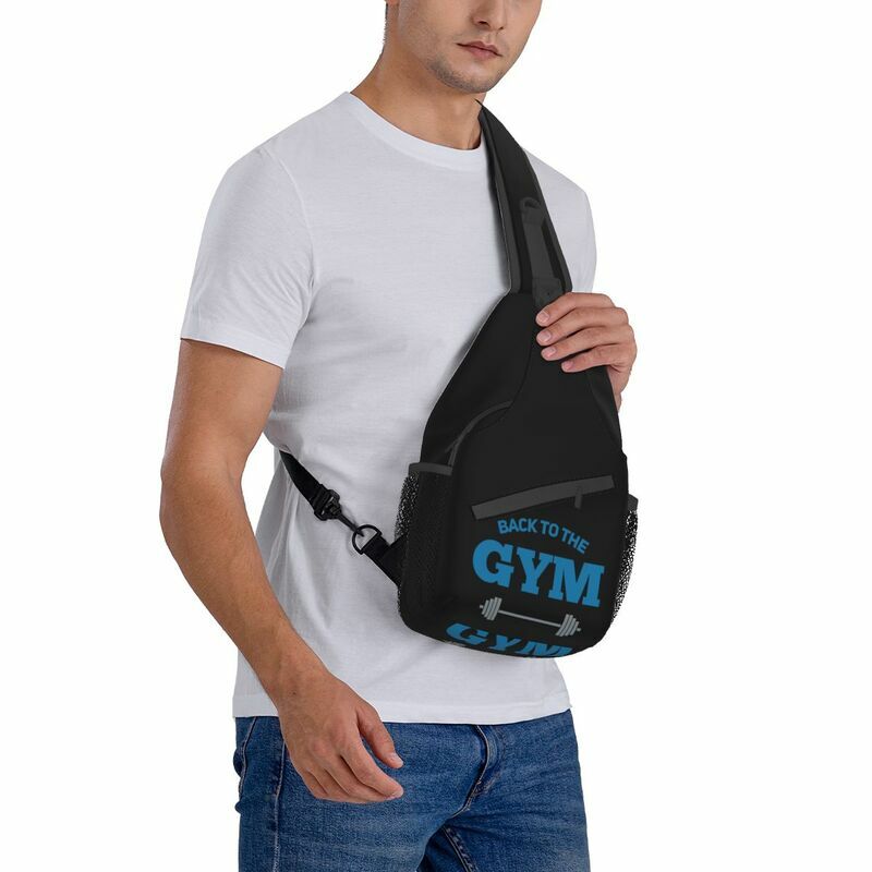 Terug Naar De Gym Sling Bag Mannen Mode Bodybuilding Workout Quote Schouder Borst Crossbody Rugzak Reizen Dagrugzak