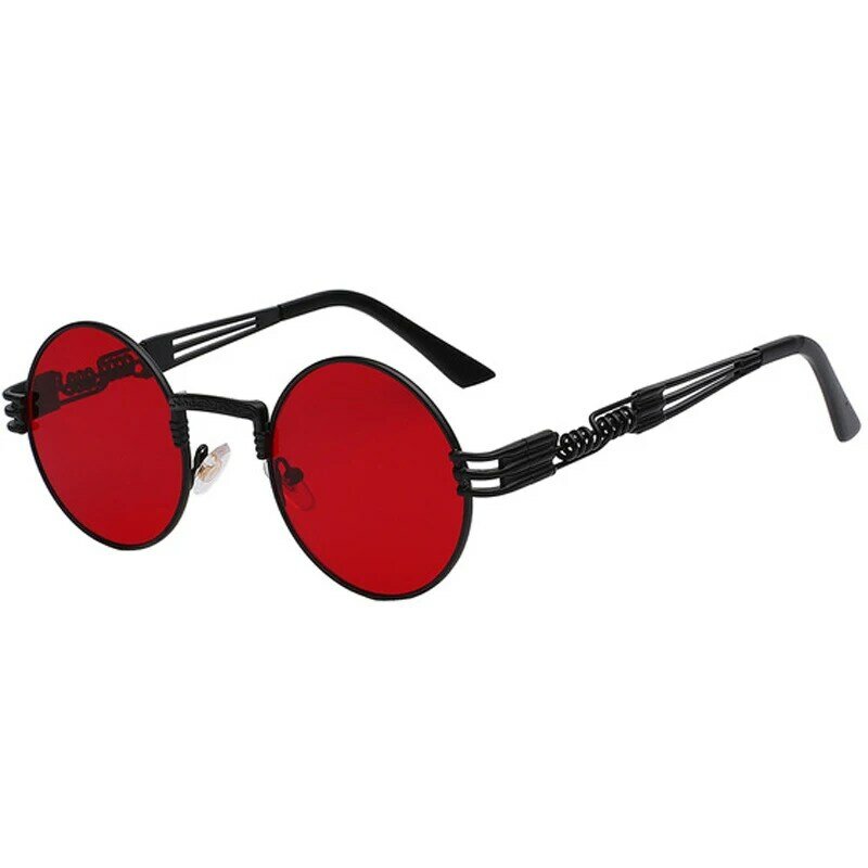 Gotyckie okulary przeciwsłoneczne w stylu steampunk mężczyźni kobiety w stylu vintage metalowe okrągłe okulary przeciwsłoneczne marka projektant mody gogle lustro wysokiej jakości UV400