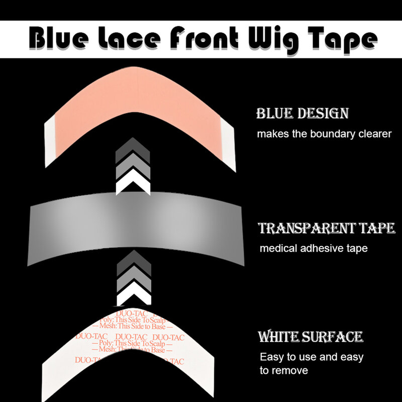 Duo-tac-tiras de extensión de cinta adhesiva doble para peluca, súper fuerte, resistente al agua para tupé, encaje frontal, película de pelo CC, 72 unidades por lote