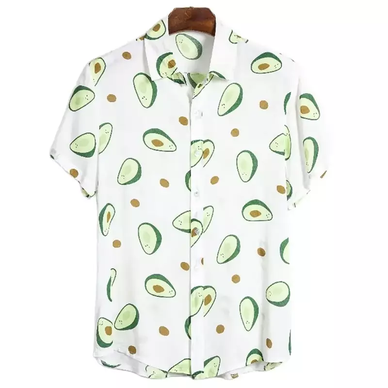 2024 hawajskie koszule męskie 3D z nadrukiem cytrynowym z krótkim rękawem szybkoschnący plażowy luźny przyjęcie świąteczne męski obszerna koszula topy