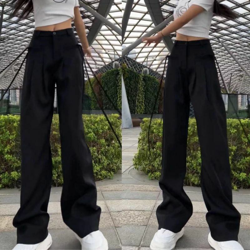 Spodnie z szerokimi nogawkami Damskie Letnie Antystatyczne Elastyczność Hip Hop Streetwear Wysoka talia Solidne Oddychające Luźne Proste Szykowne Rekreacyjne