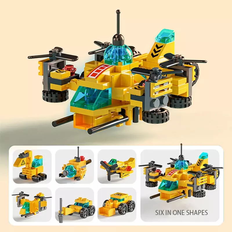 Aviação Spaceport Model Building Blocks for Kids, Vehicle Shapes, Construction Bricks Brinquedos, Baby Intelligence Development Gift, 6 em 1