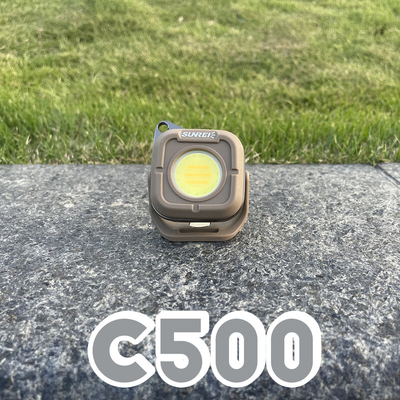 SUNREE C500 Mini lampu COB gantungan kunci senter luar ruangan berkemah COB lampu kerja pencahayaan darurat
