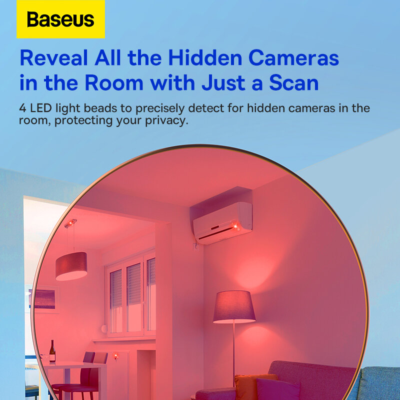 Baseus Camera Detector Voor Verborgen Camera Draagbare Pinhole Verborgen Lens Detecteren Gadget Anti-Gluren Beveiliging