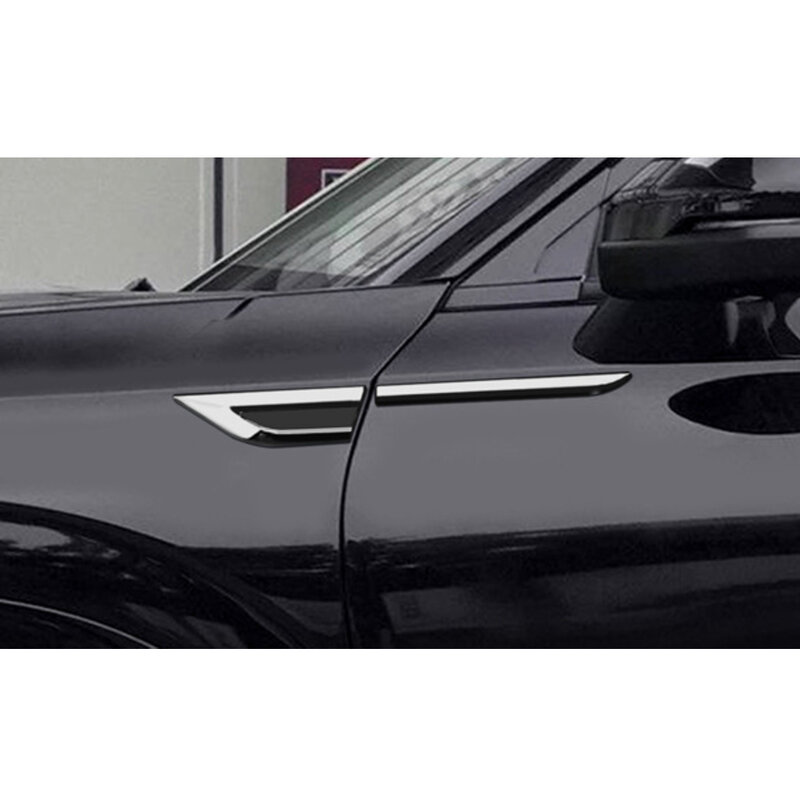 Car Silver&Black SUV Body Front Door Side Fender Trim Dagger Emblem Sticker Cover Badge Strip Stripe Decal Decor