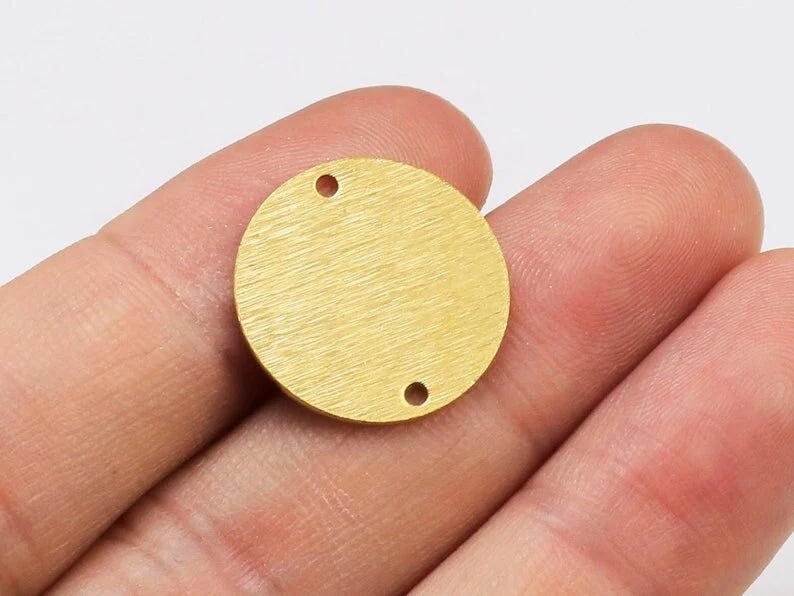 10pcs Earring Charms, Textured Round Connector, 18x1mm, Brass Findings, Jewelry Making Supplies R2076