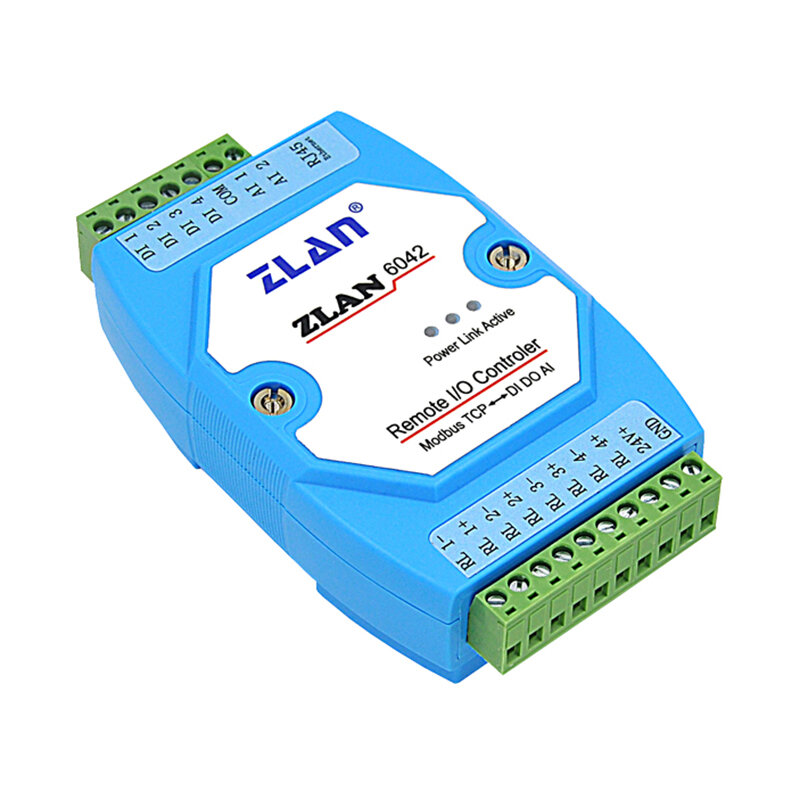 ZLAN6042 네트워크 원격 이더넷 RJ45 포트 IO 컨트롤러, Modbus TCP/RTU 4 채널 A/D 획득 I/O 모듈