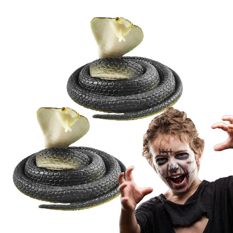 Serpiente de juguete de simulación de 2 piezas, figuras de serpiente realistas, accesorios de Halloween, broma práctica, serpientes de goma falsas para fiesta, truco de broma
