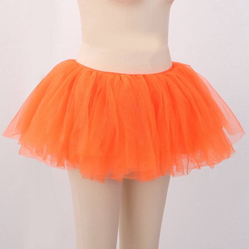 Dance Tulle Tutu 5 Layered Tutu Prom Party Costume Tulle Tutu for Women and Girls,Orange