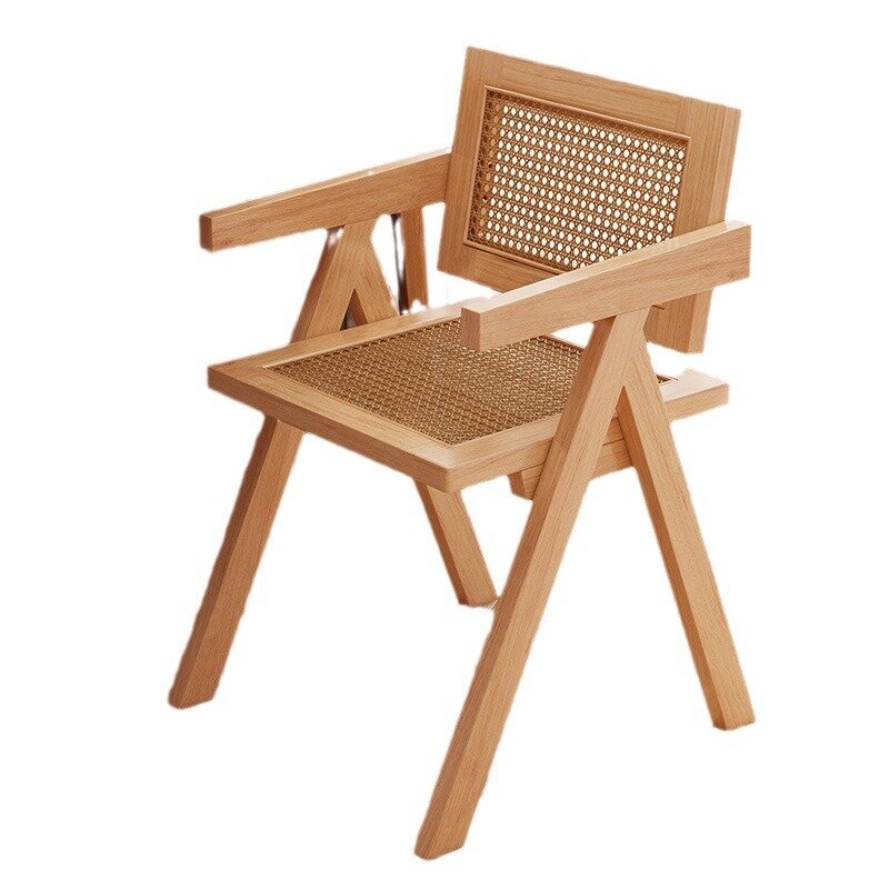 Silla de mimbre estilo wabiji, sillón con reposabrazos para balcón, LCL0209