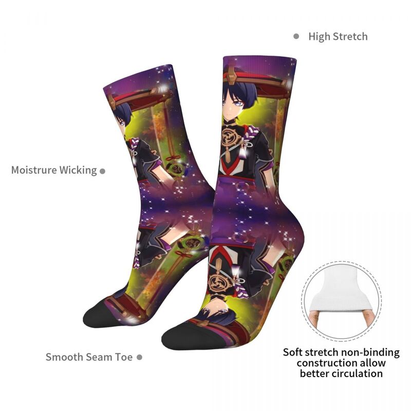 Носки Scaramouche Genshin Impact Husbando, супер мягкие чулки Харадзюку, всесезонные длинные носки, аксессуары для мужчин и женщин, подарки
