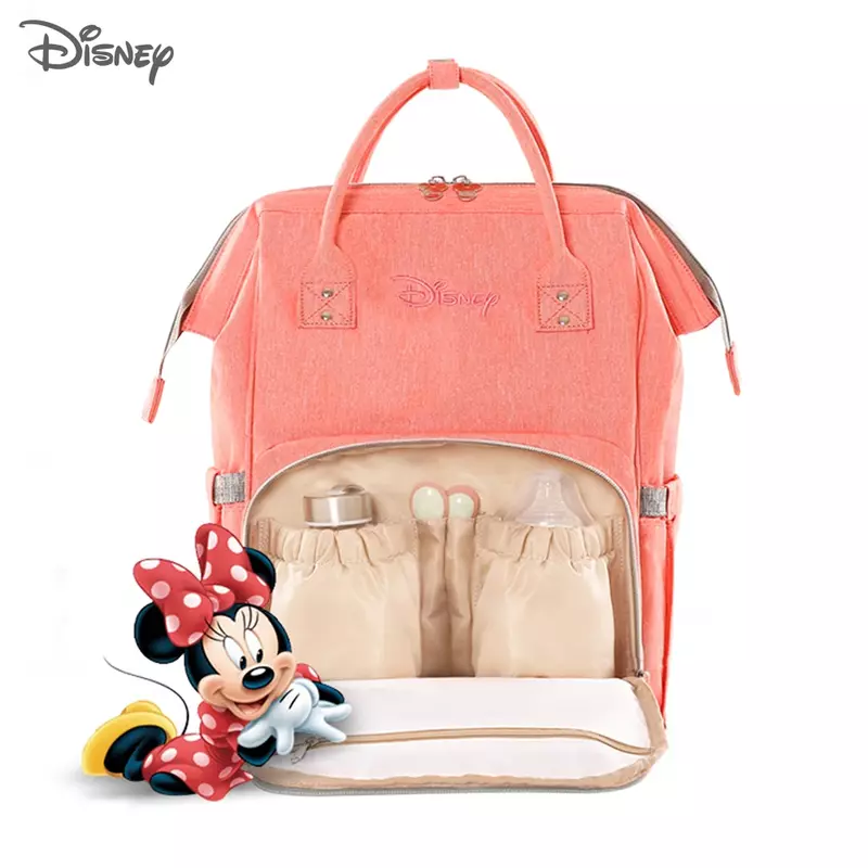 Disney Baby Windel Rucksack Mütter Baby Pflege Tasche Mutter Mutterschaft Windel Ändern Tasche Kinderwagen Reise USB Heizung Mickey Serie