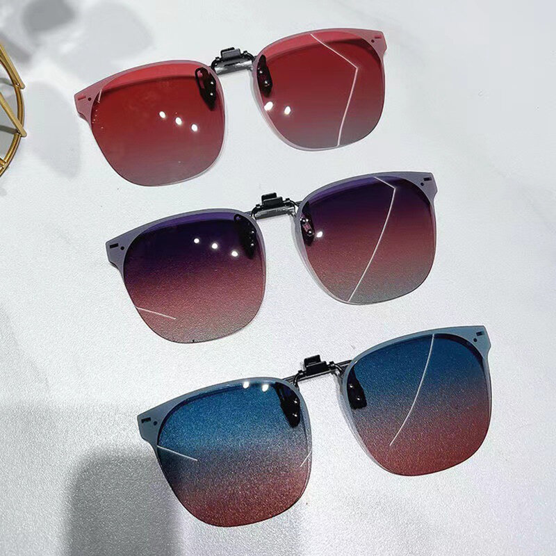 KLASSNUM Men Clip On Sunglasse spolaryzowane okulary z unoszoną szybą damskie gradientowe okulary fotochromowe anty UV400 wizja nocna gogle