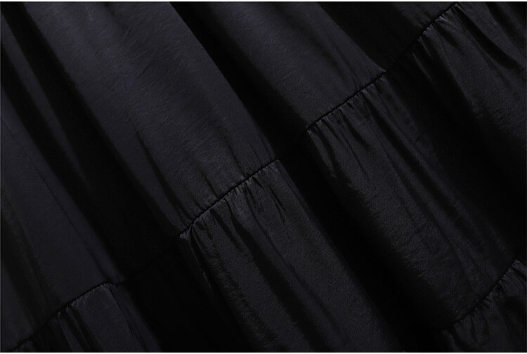女性用ラージラインサマースカート,150kg,ミドル丈,伸縮性ウエスト,スリム,ブラック,ヒップ160cm,5xl,6xl,8xl,9xl