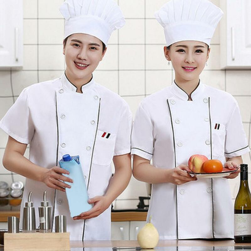 High-quality Chef Outfit Breathable Stain-resistant Chef Uniform for Kitchen Bakery Restaurant Double-breasted Short Sleeve