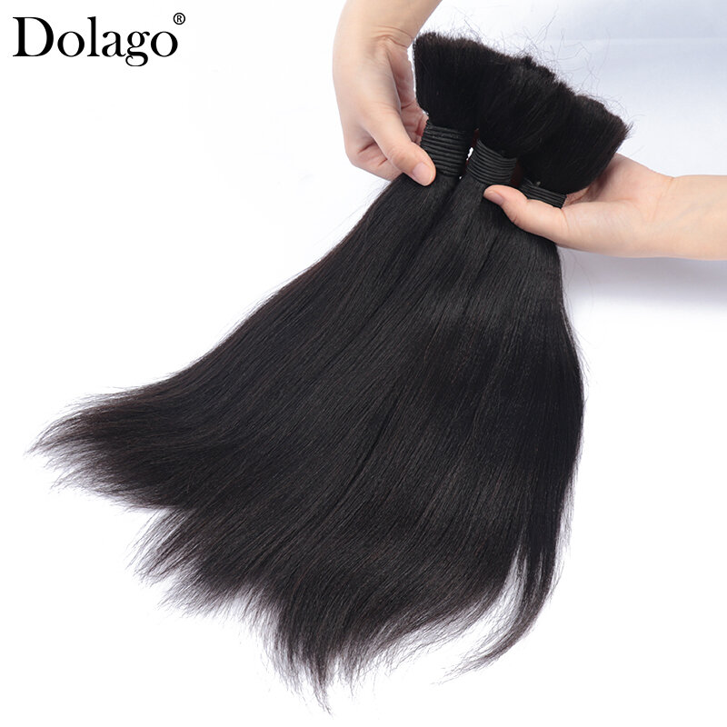 Rambut manusia massal untuk mengepang rambut manusia massal untuk kepang tanpa pakan ringan Yaki rambut lurus bundel jalinan ekstensi rambut untuk wanita