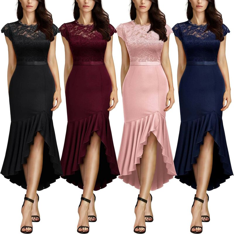 Women Sleeveless Elegant Mid-Calf Dress Large Big Womens High Split Lace Chiffon Party Dresses Female A-line Dress Clothing 2024