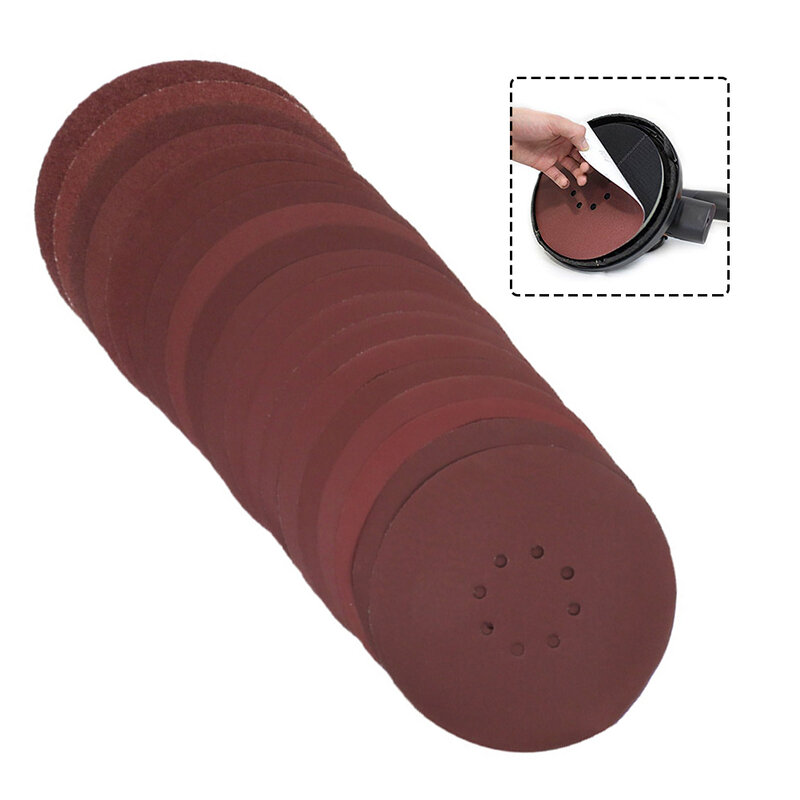 5pcs 225mm Sanding Discs 8 Holes Sandpaper Pads Set Self-Adhesive Sander Paper For Polishing Stone Furniture Tools Accessories